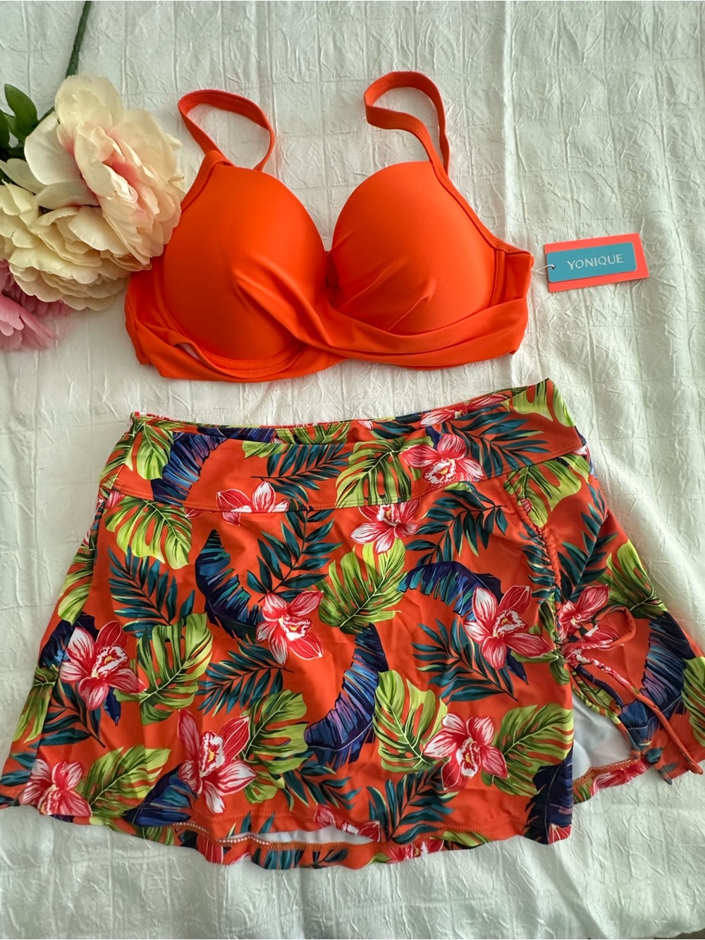 Nique Orange Bikini Top with Pink Lining